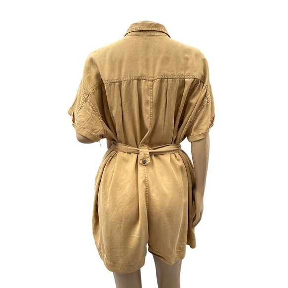 Urban Outfitters Button-Up Reagan Belted Oversized Utility‎ Romper Khaki Brown S - Picture 3 of 14